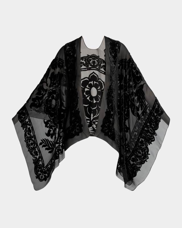 Floral Velvet Sheer Cape